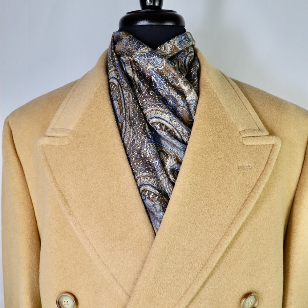 Scarf Jos.A. Bank Brown & Blue Paisley Silk & Wool - Picture 2 of 5